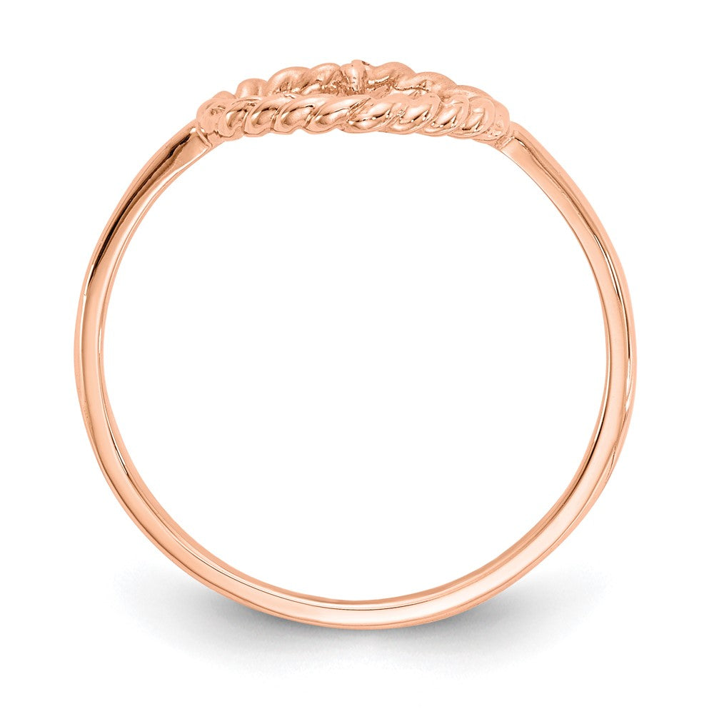 14k Rose Gold Polished Textured Heart Ring