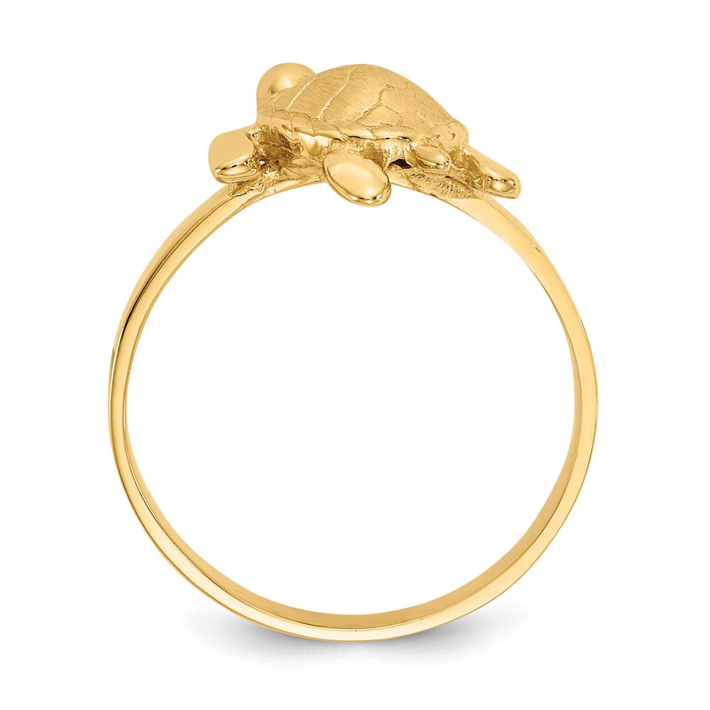 14K Gold Polished / Textured Sea Turtle Ring