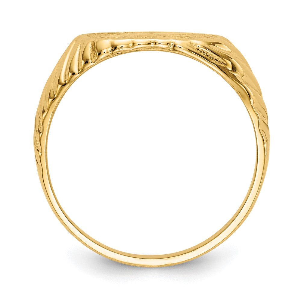 14K Polished 9.5x Open Back Size 2.5 Rectangular with Stripes Signet Ring