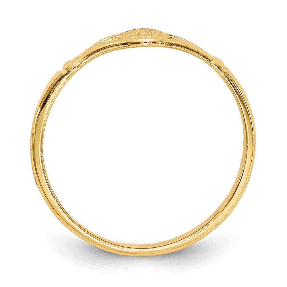 14K Polished Oval Flower Size 2.25 Ring