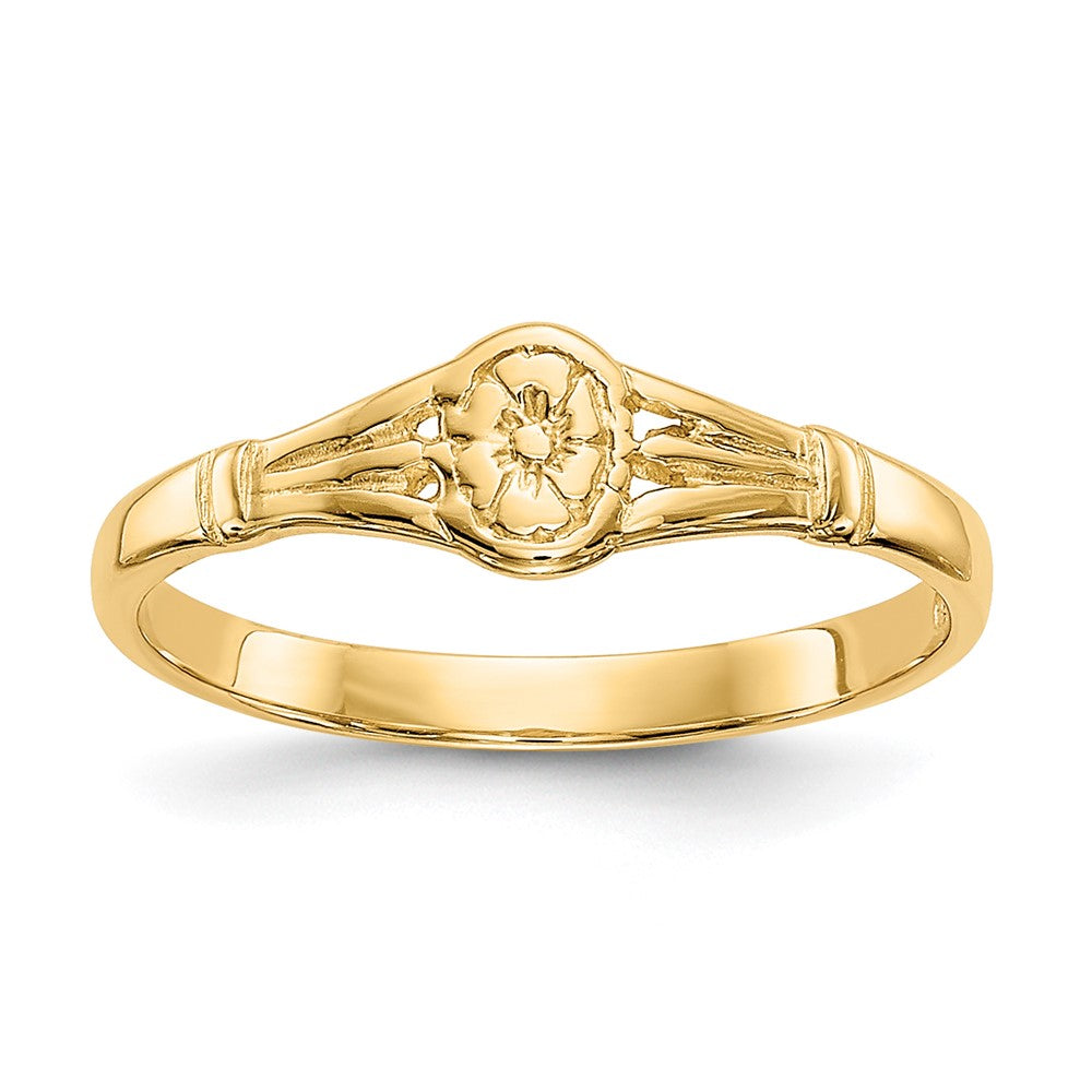 14K Polished Oval Flower Size 2.25 Ring