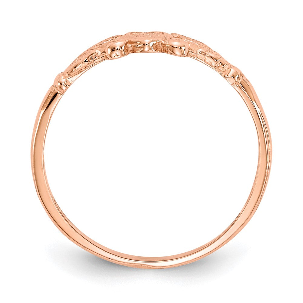14K Rose Gold Textured Mini Heart Size 1 Ring