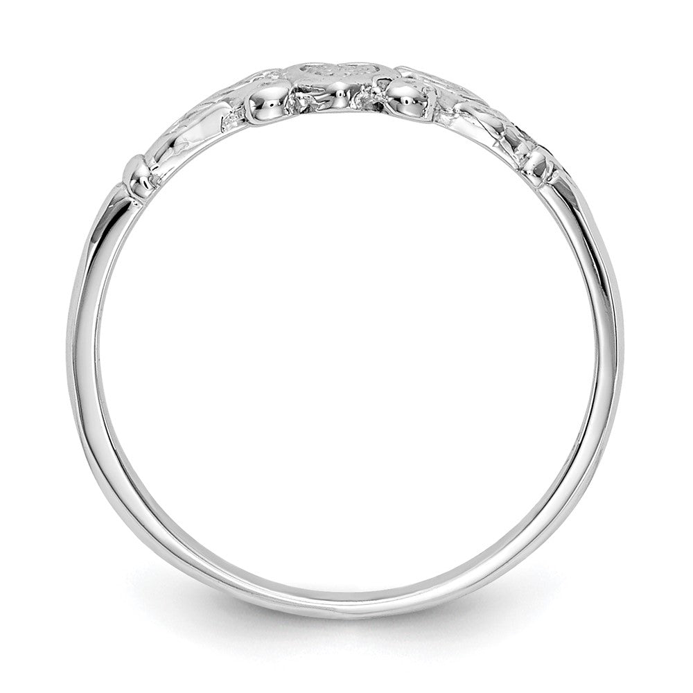 14K White Gold Textured Mini Heart Size 1 Ring