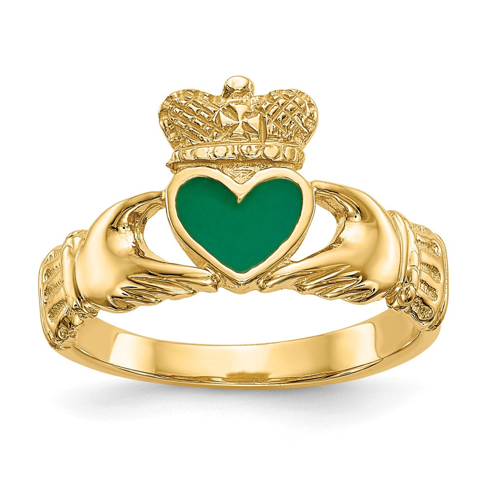 14k Enamel Claddagh Ring