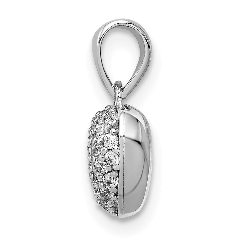 14k White Gold PavÇ CZ/3D/ Polished Heart Pendant