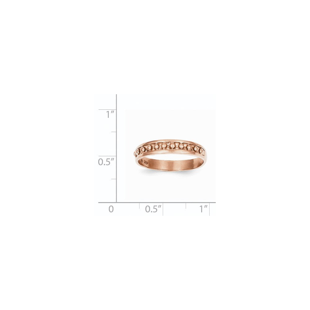 14k Rose Gold Polished Beaded Band