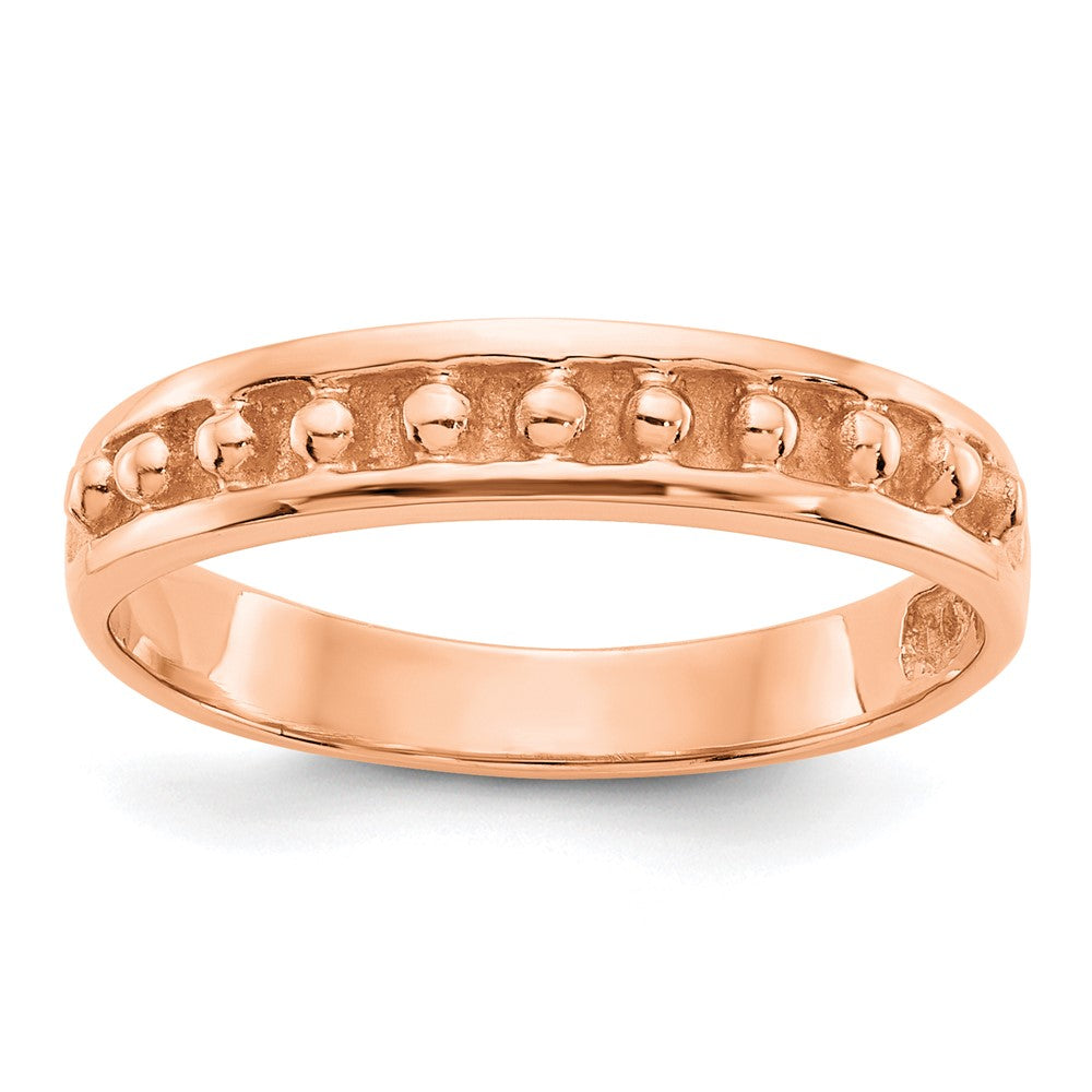 14k Rose Gold Polished Beaded Band