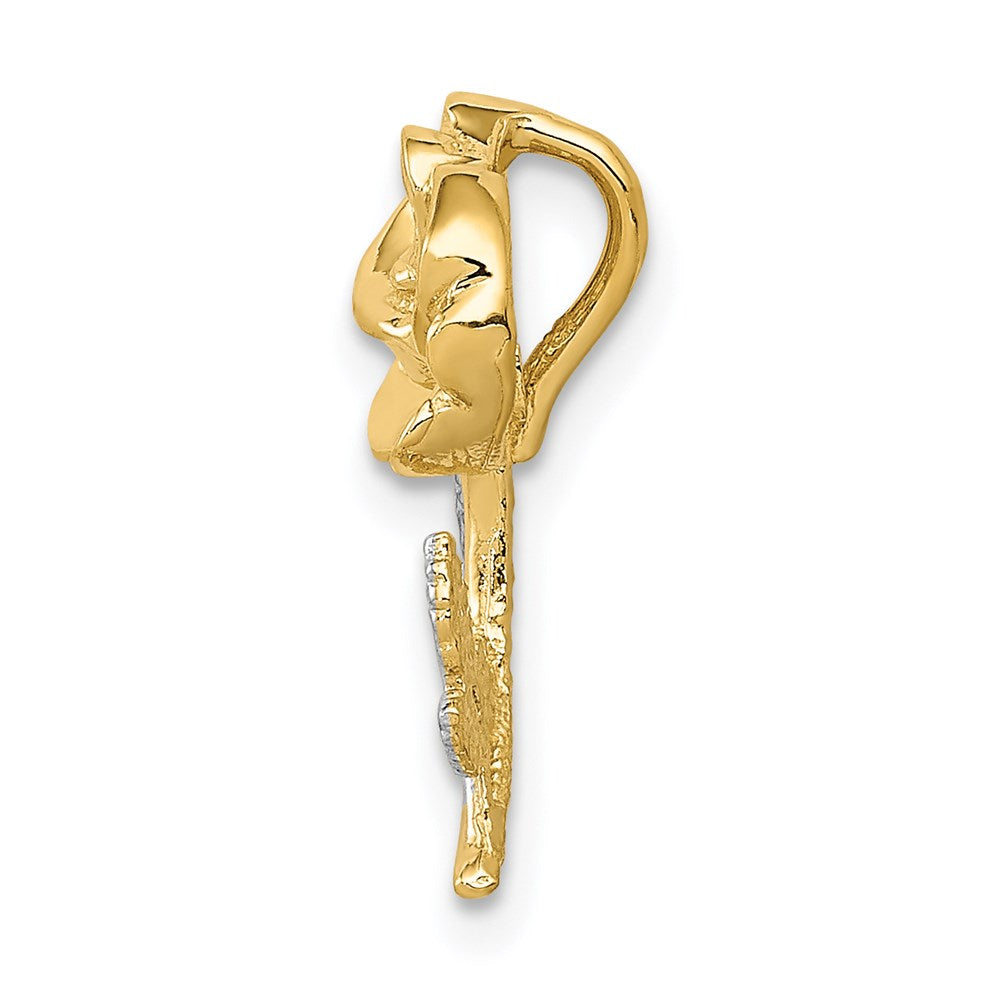 14k and White Rhodium Polished Rose Chain Slide