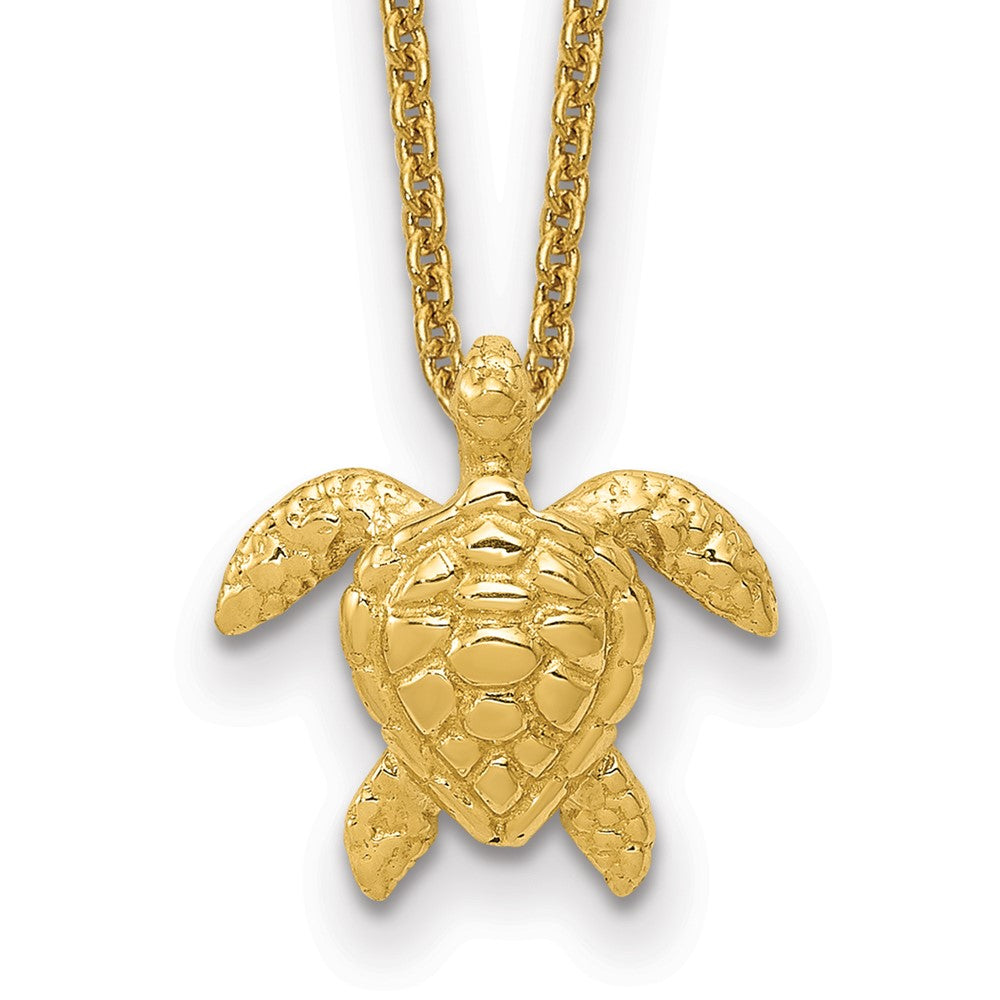 14k Polished Small Sea Turtle Necklace