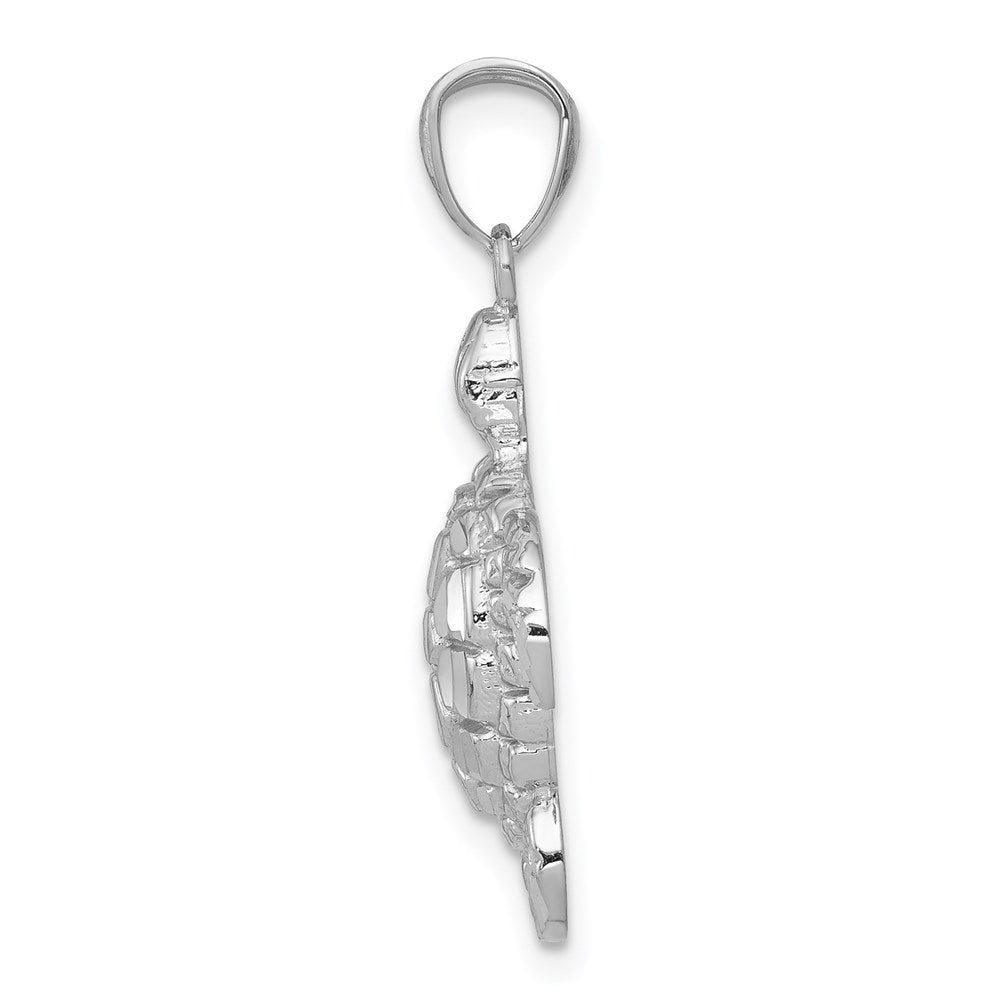 14k White Gold Diamond-cut Polished Sea Turtle Necklace