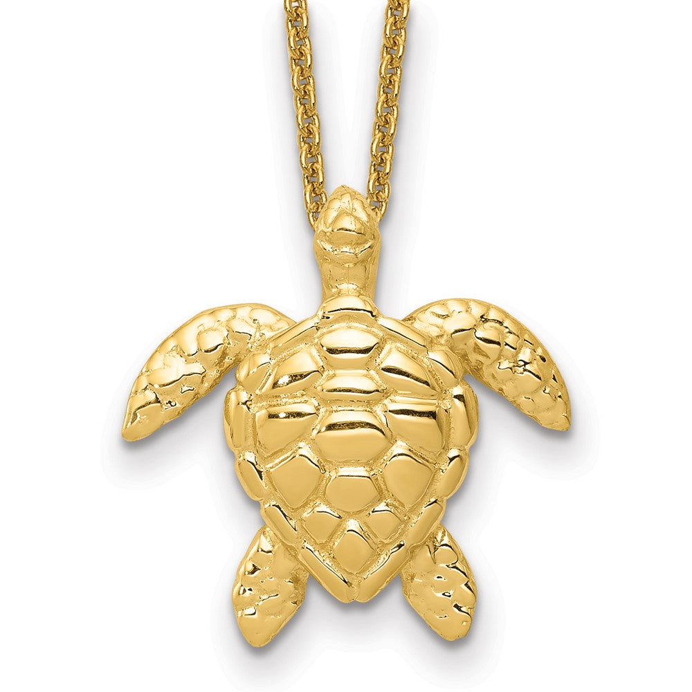 14k Polished Large Sea Turtle Necklace