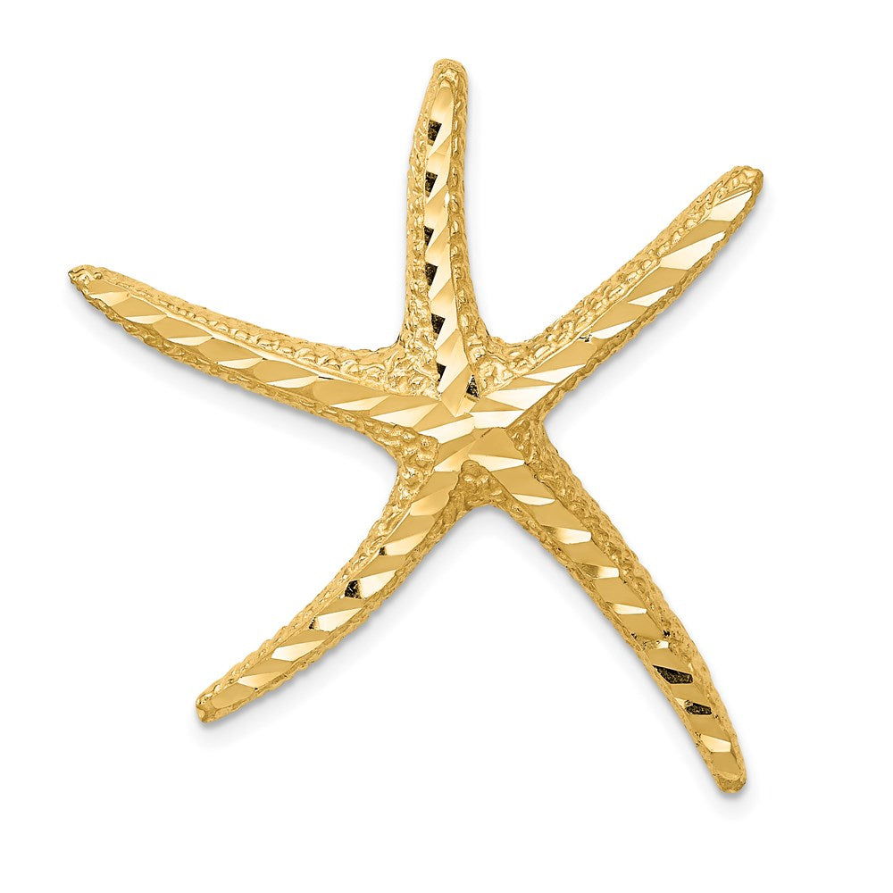 14k Textured Diamond-cut Starfish Slide