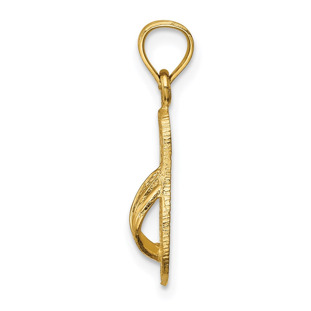 14k 3-D Polished And Textured Flip Flop Pendant