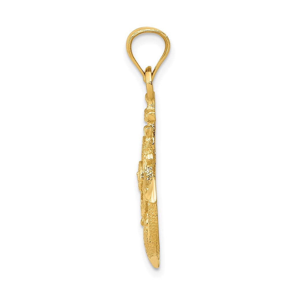 14K Satin Diamond-cut Anchor Pendant