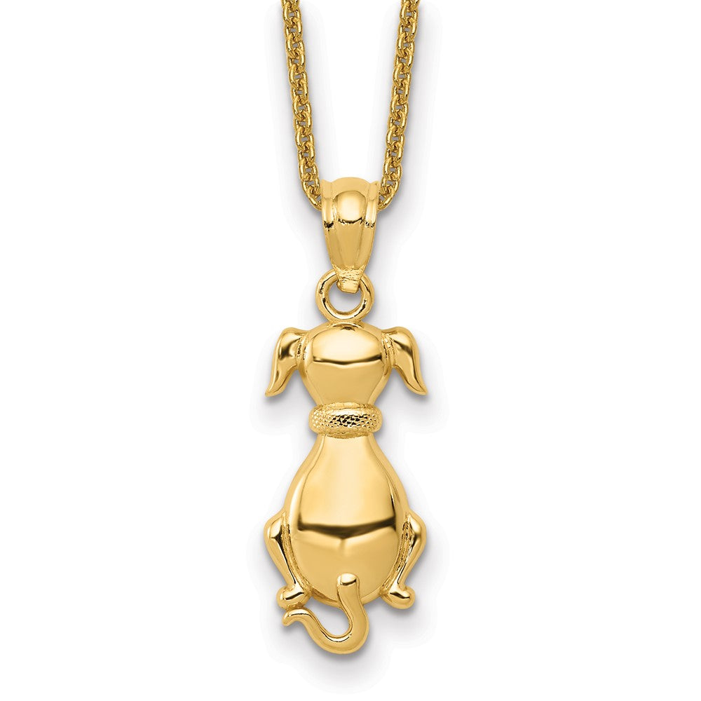 14k Polished Sitting Dog Necklace