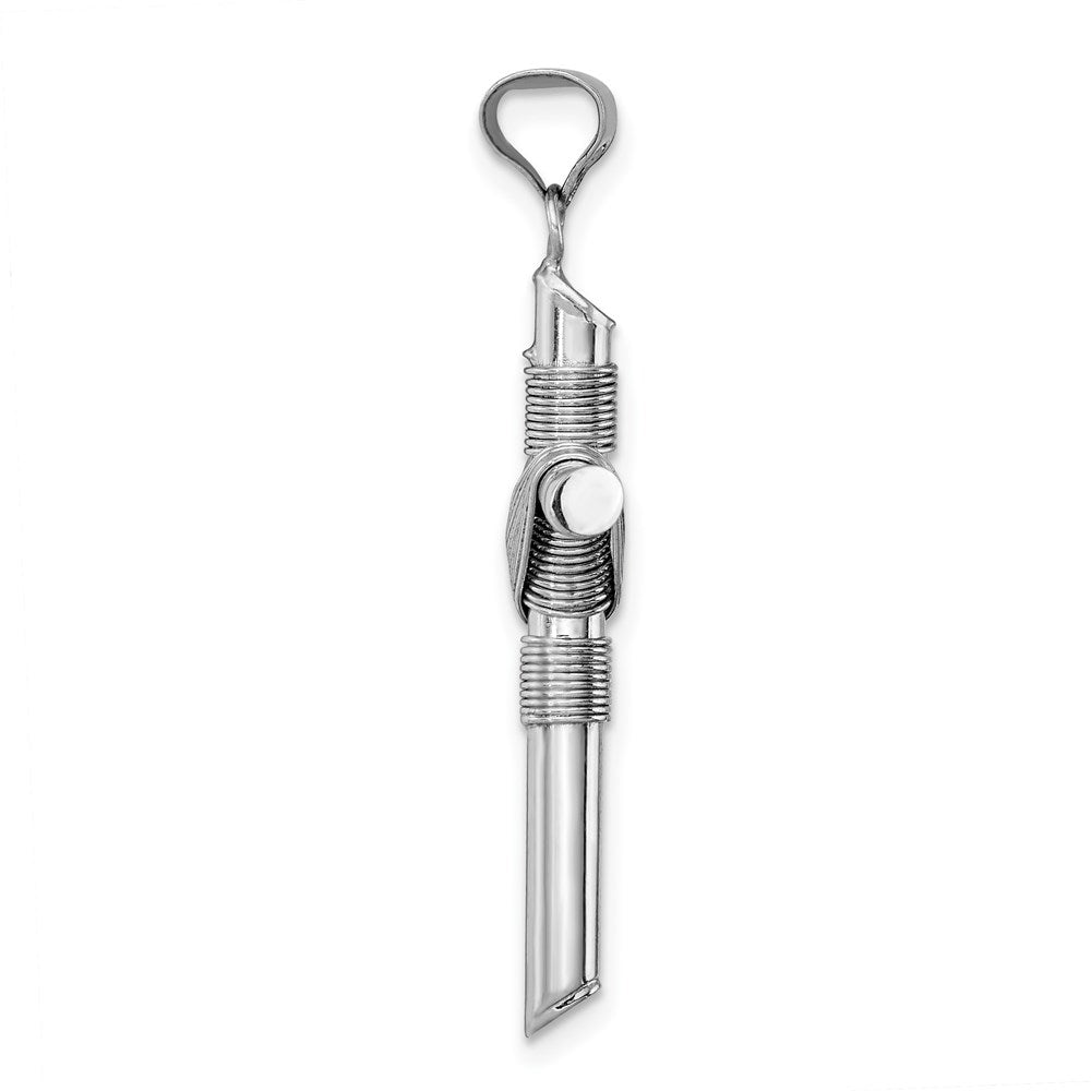14K White Gold w/Center Wrap Tube Cross Pendant