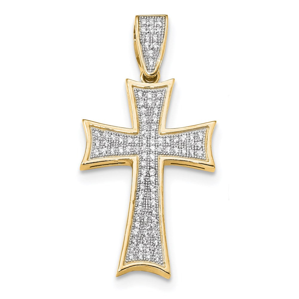14k Micro Pav CZ Cross Pendant
