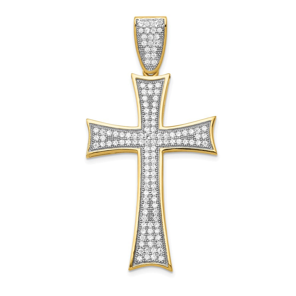 14k and White Rhodium Micro PavÂ CZ Large Cross Pendant