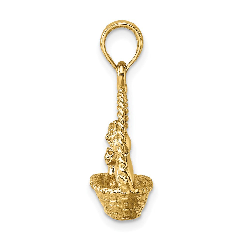 14K 3-D Cats Inside Of Basket Charm