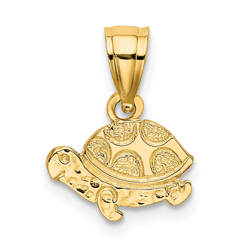 14K Flat and Textured Mini Turtle Charm
