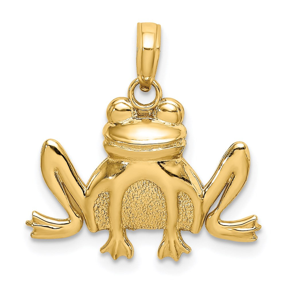 14K Textured Sitting Frog Charm