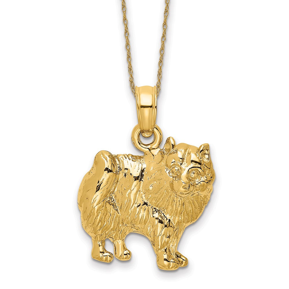 14k Polished Pomeranian Dog Necklace