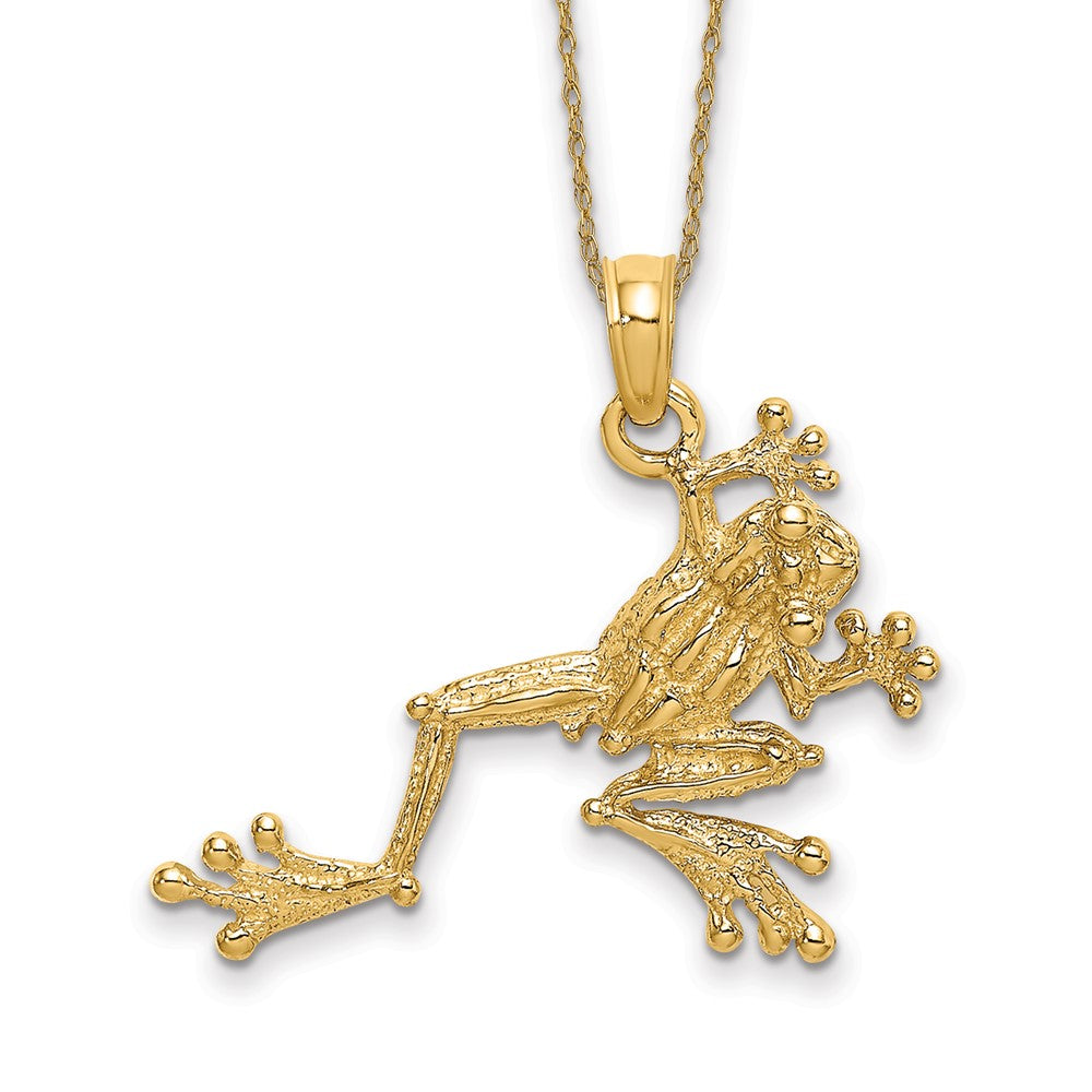 14k Textured Frog Necklace