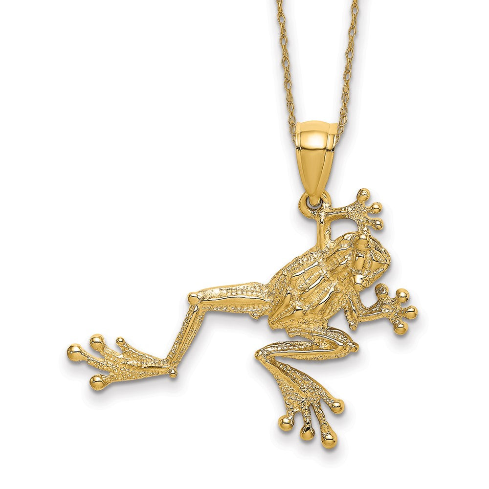 14k Textured Frog Necklace