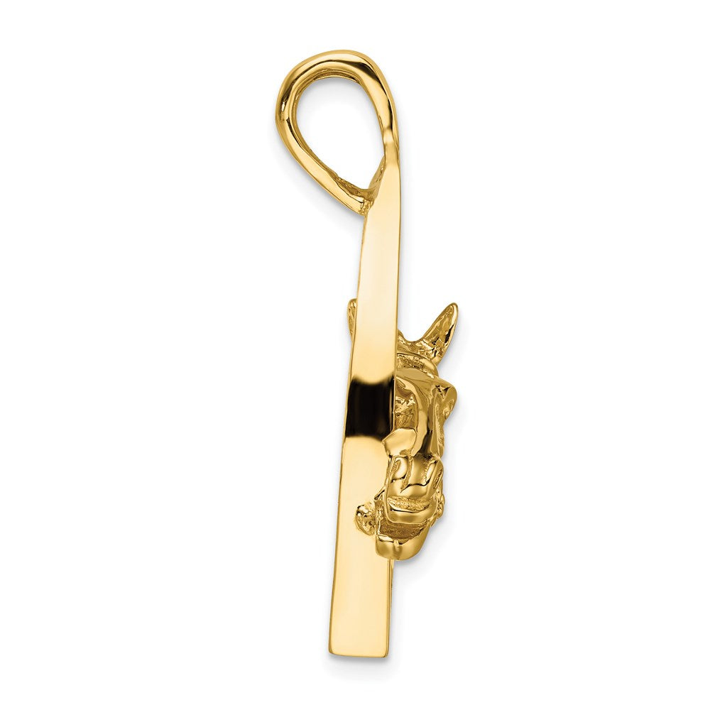 14K Polished Horse Head in Stirrup Charm