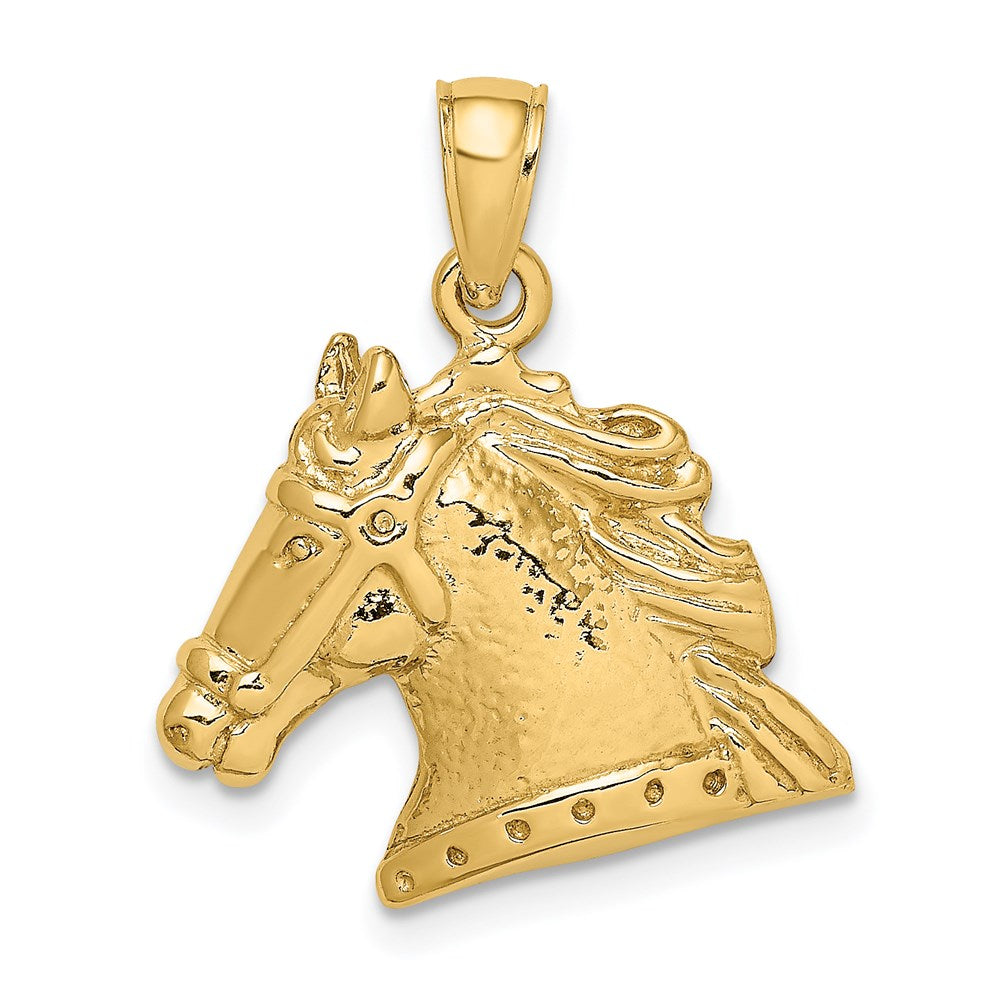 14K Textured Horse Head Charm