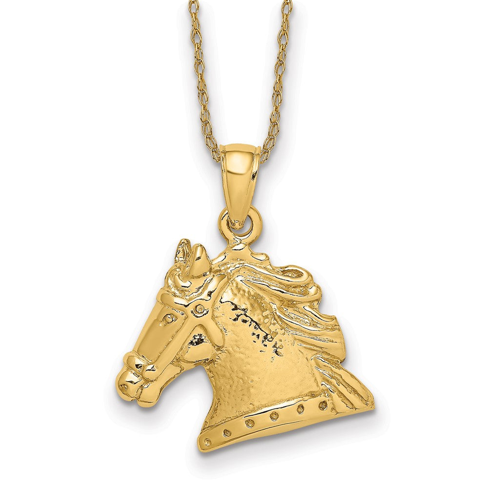 14k Textured Horse Head Necklace