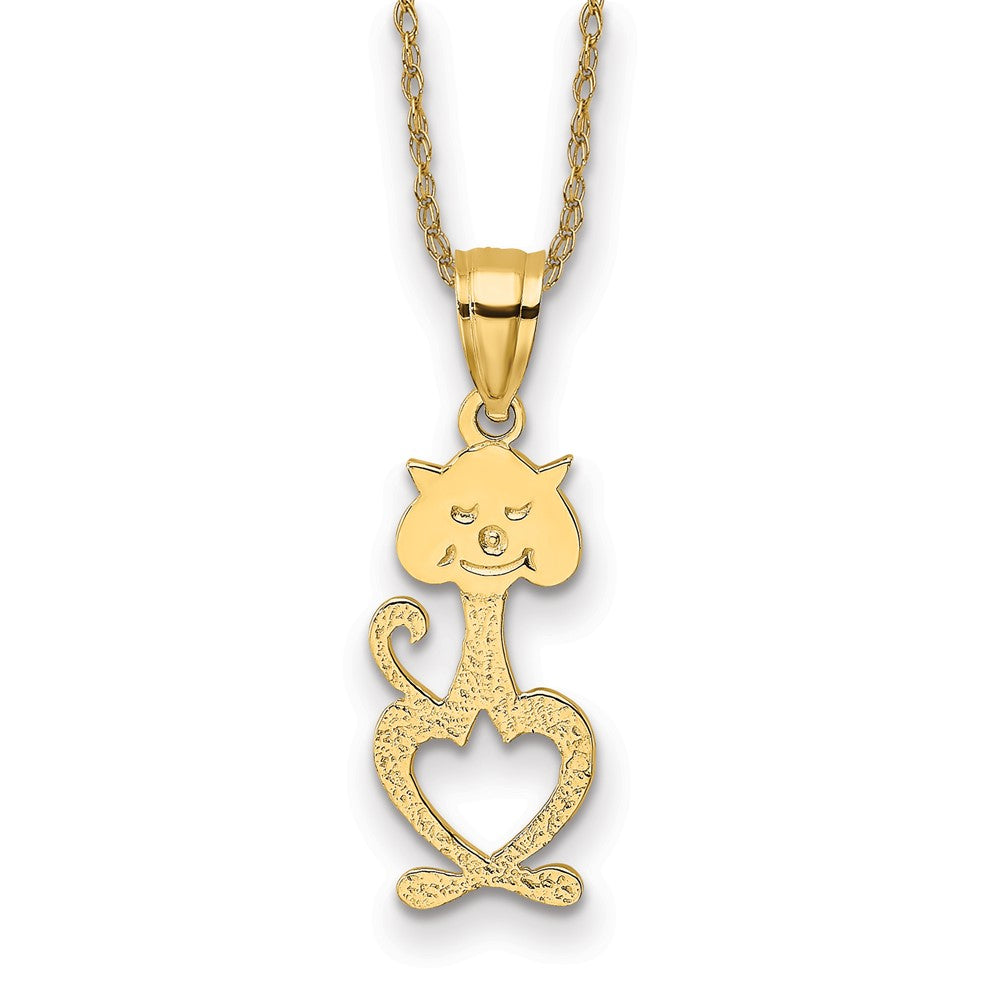 14k Cut-Out Engraved Cat Necklace