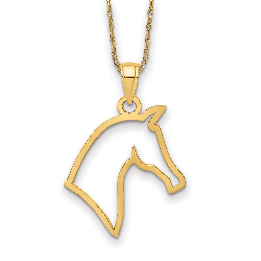 14k Cut-Out Horse Head Profile Necklace