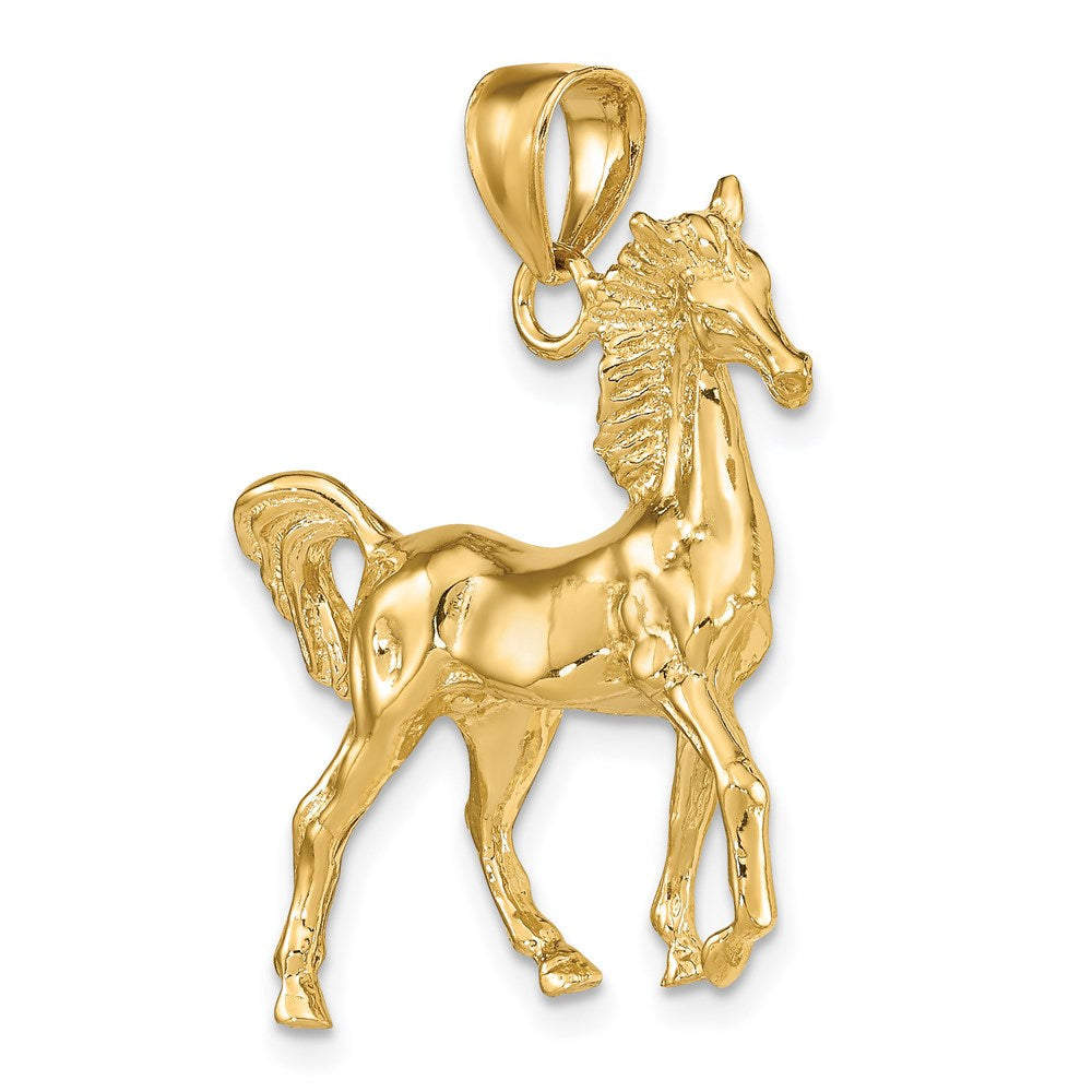 14k 3-D Polished Horse Necklace