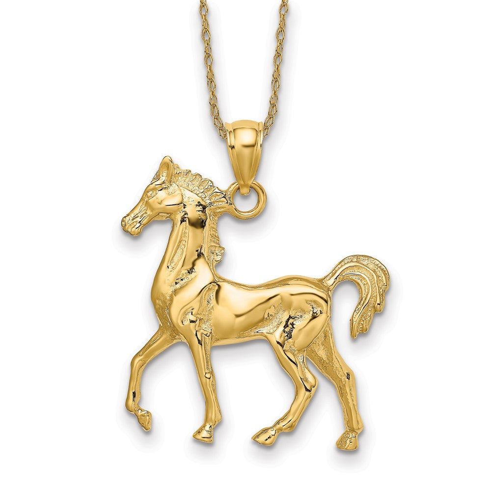 14k 3-D Polished Horse Necklace