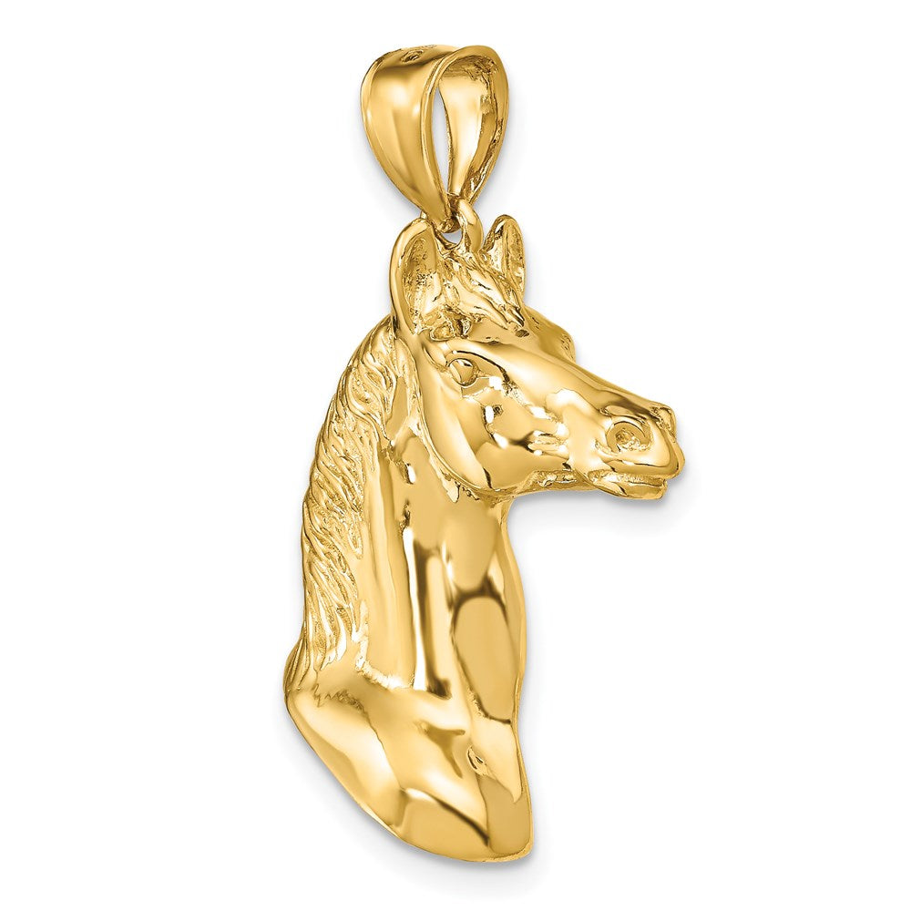 14k 3-D Polished Horse Head Necklace