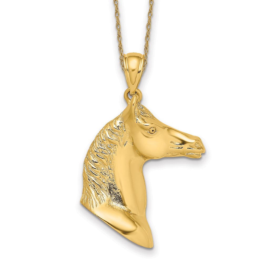 14k 3-D Polished Horse Head Necklace