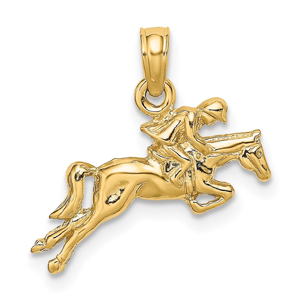 14K Jockey on Jumping Horse Charm