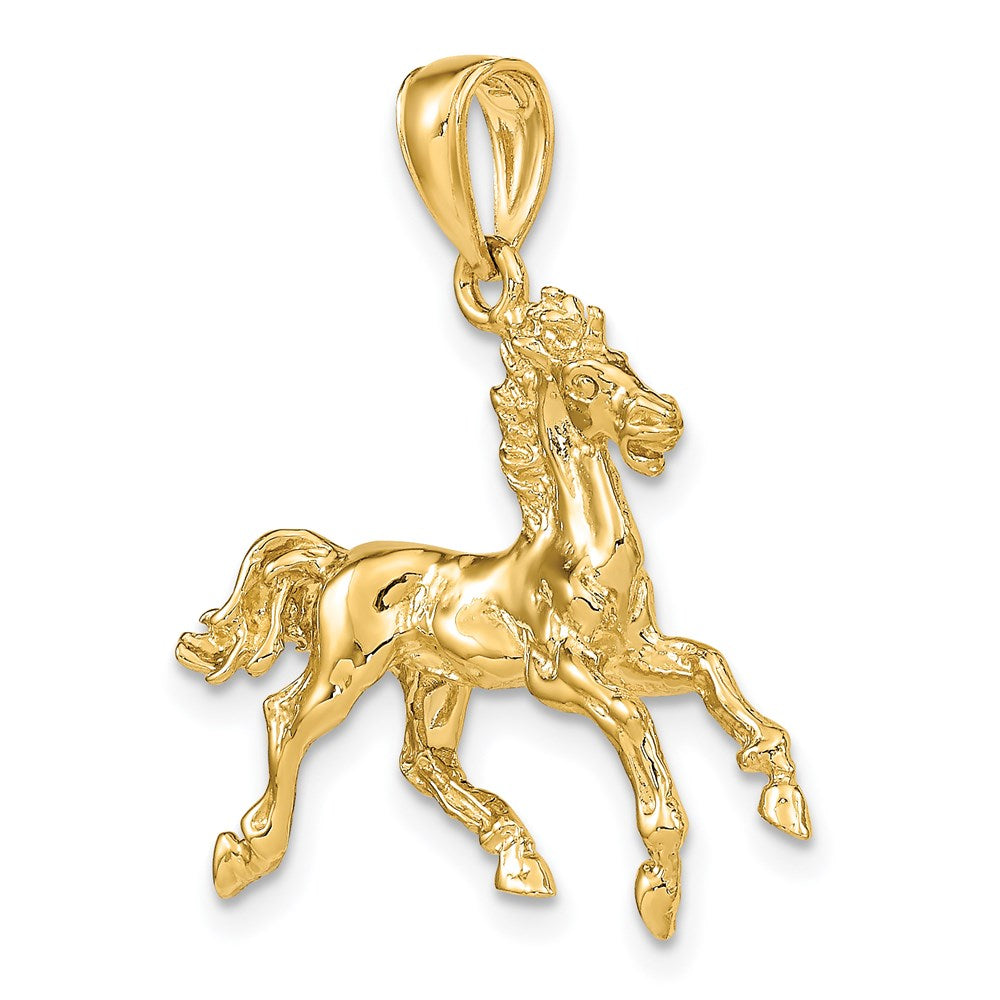 14k 3-D Horse Trotting Necklace