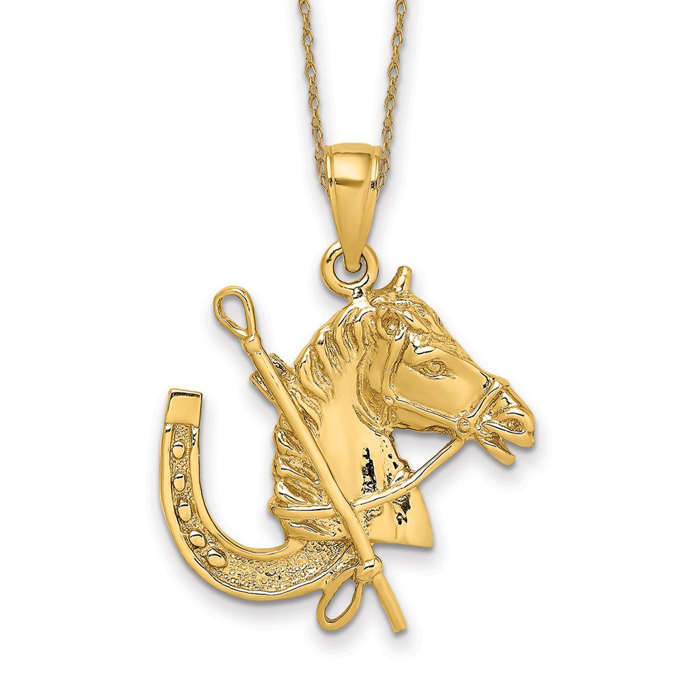 14k Horse Head with Shoe and Crop Necklace