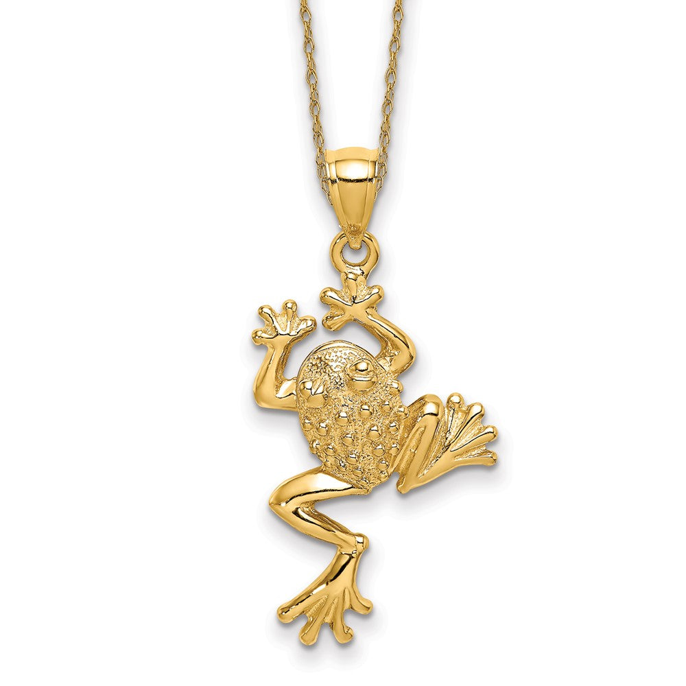 14k Frog with Textured Back Necklace