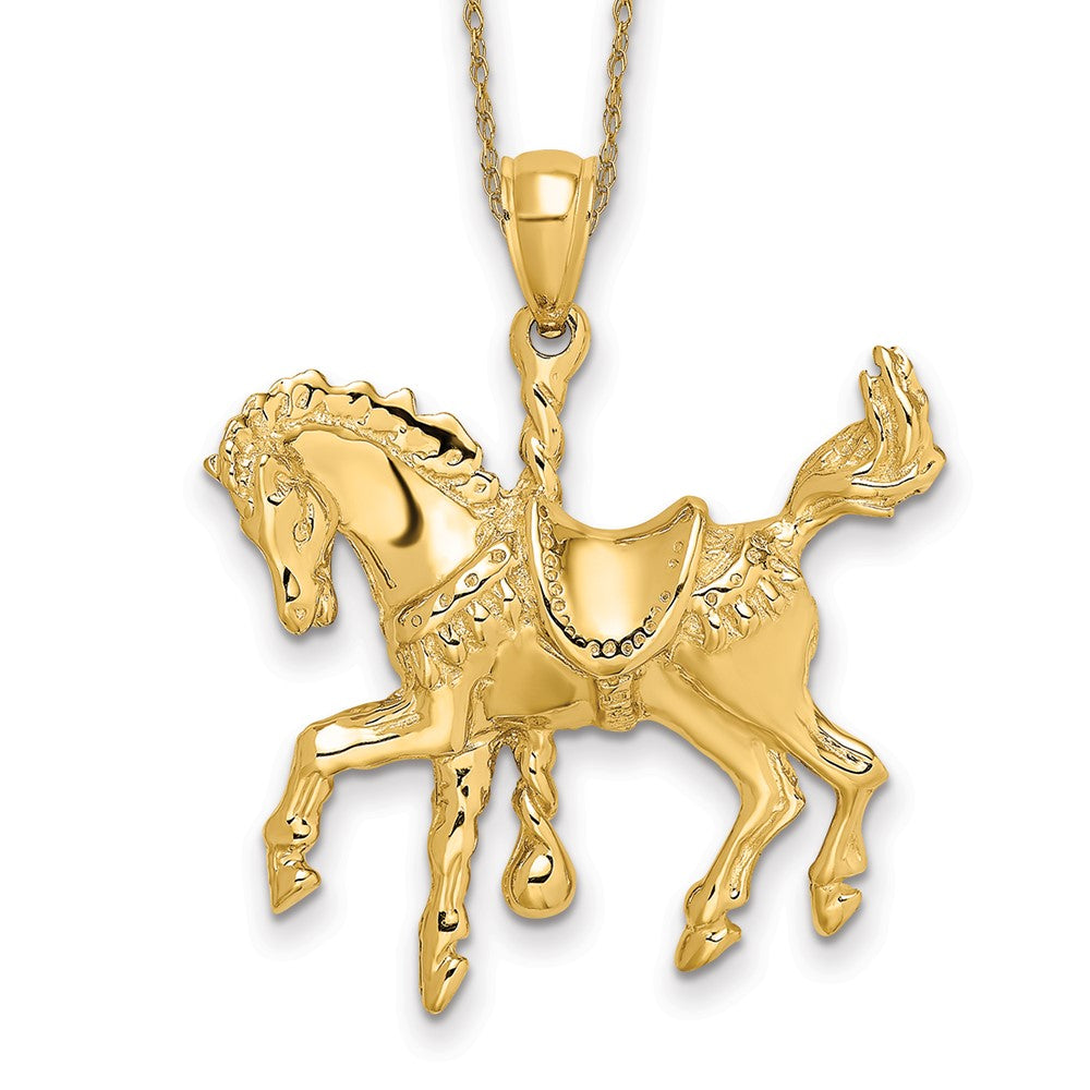 14k Carousel Horse with Tail Up Necklace