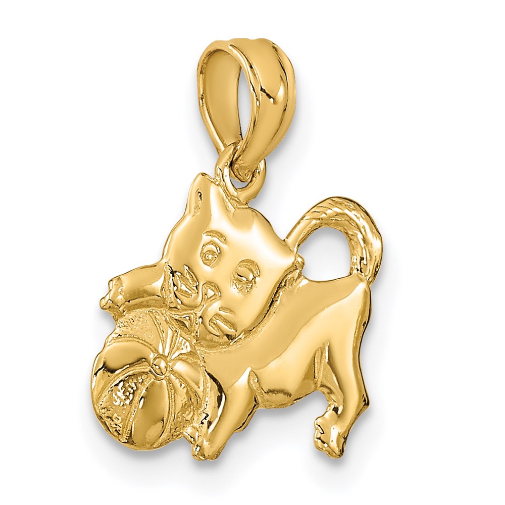 14k 3-D Polished Kitten Necklace