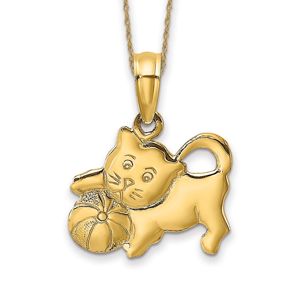 14k 3-D Polished Kitten Necklace