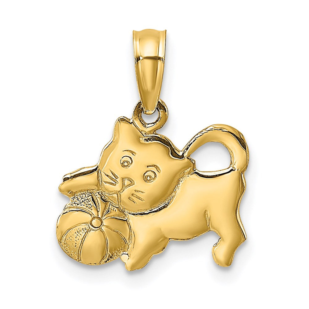 14K 3-D Polished Kitten Charm