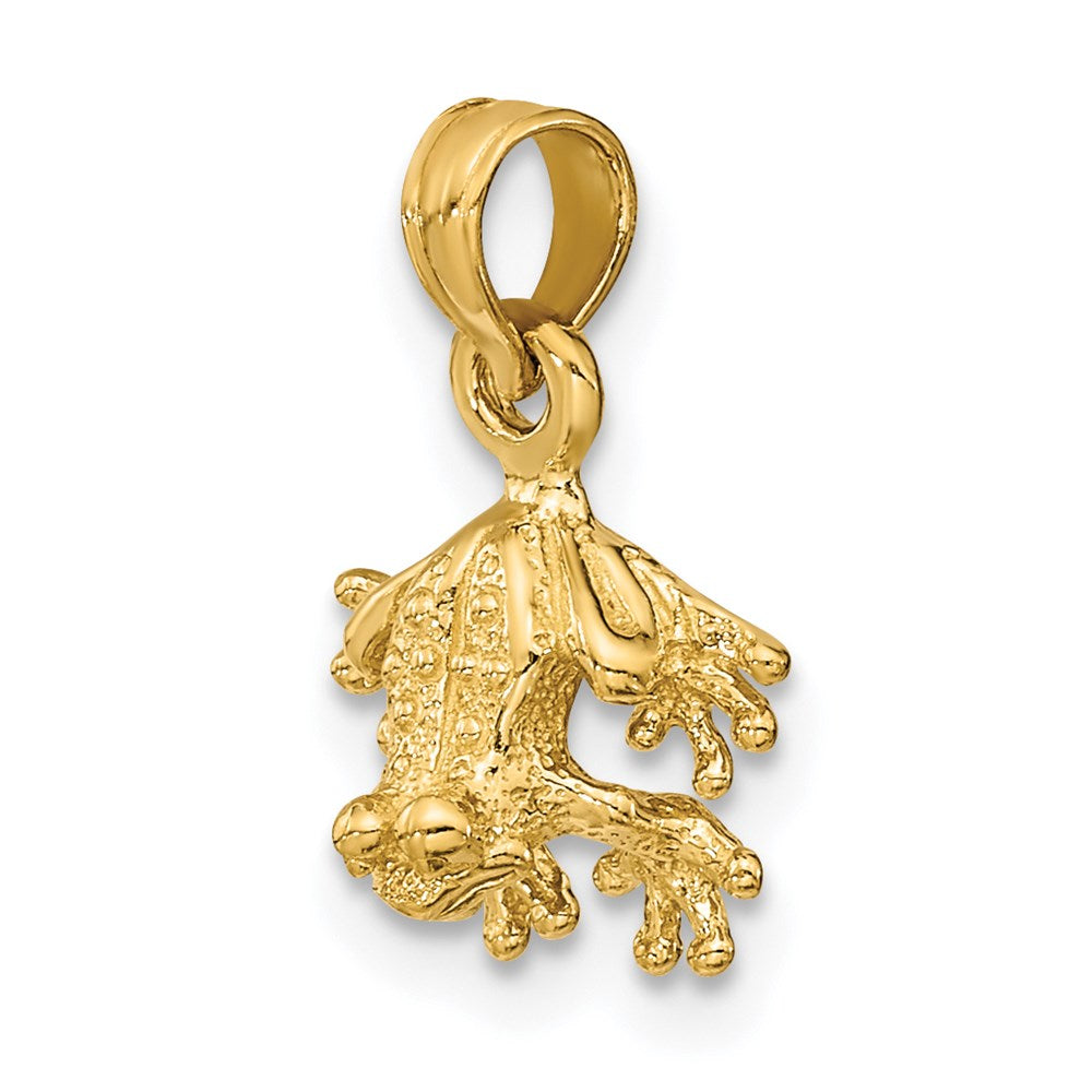 14k 3-D Textured Mini Frog Facing Down Necklace