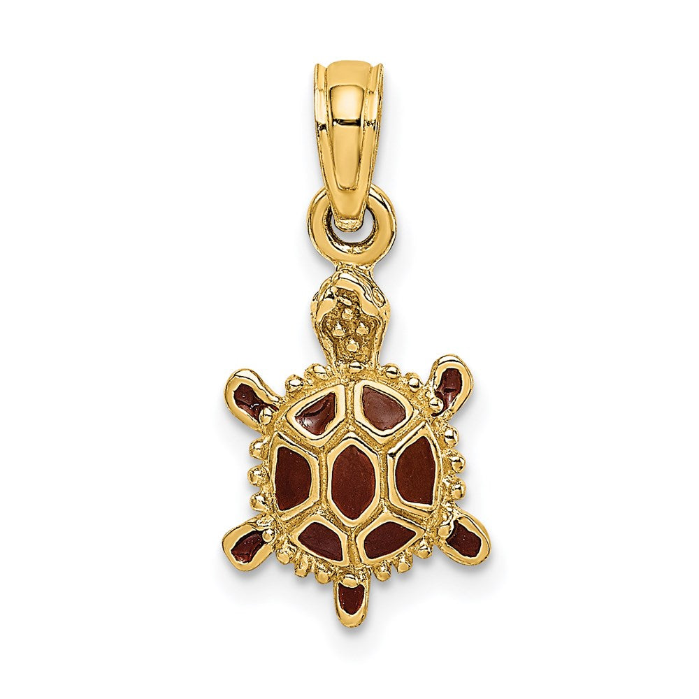 14K 3D Brown Enamel Tortoise Charm