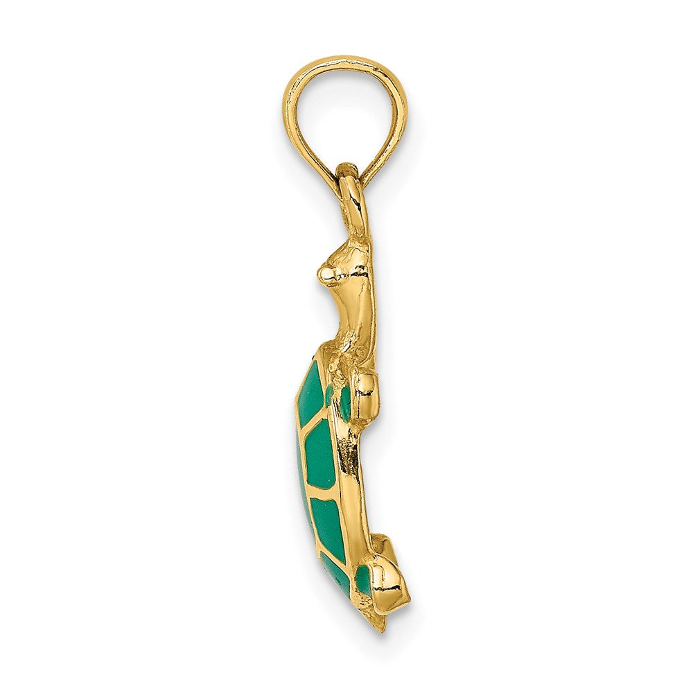 14k Green Enamel Tortoise Necklace