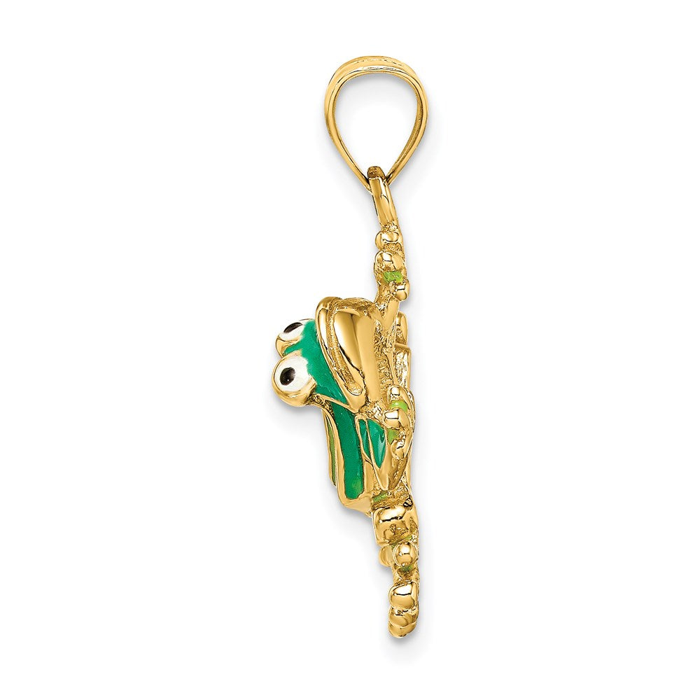 14K Green Enameled 2-D Frog Charm