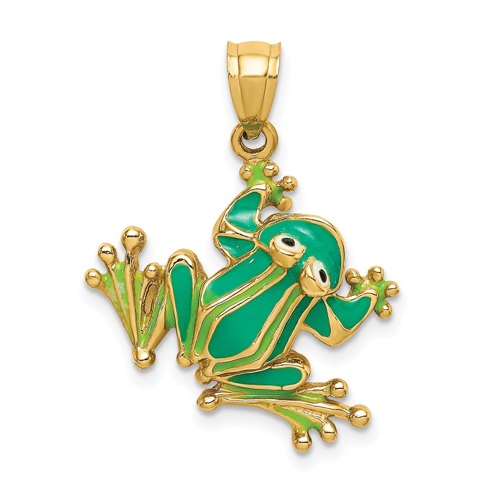 14K Green Enameled 2-D Frog Charm